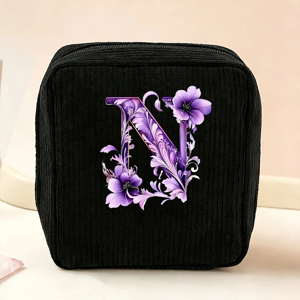 New Fashionable Purple Letter-Patterned Sanitary Napkin Storage Bag, Multifunctional Portable Travel and Daily Storage Bag, Ideal Gift Choice for Girls
