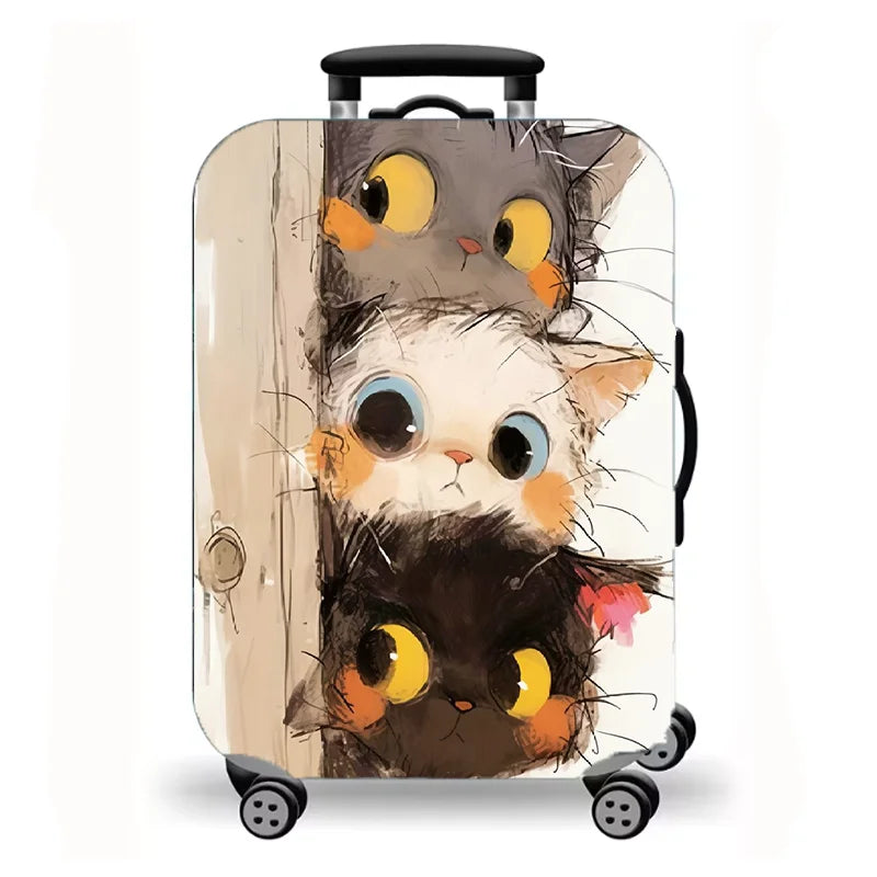Luggage Cover, Cute Cat Print Stretch Suitcase Protector for Travel, 16 Styles Oil Painting Cat Design