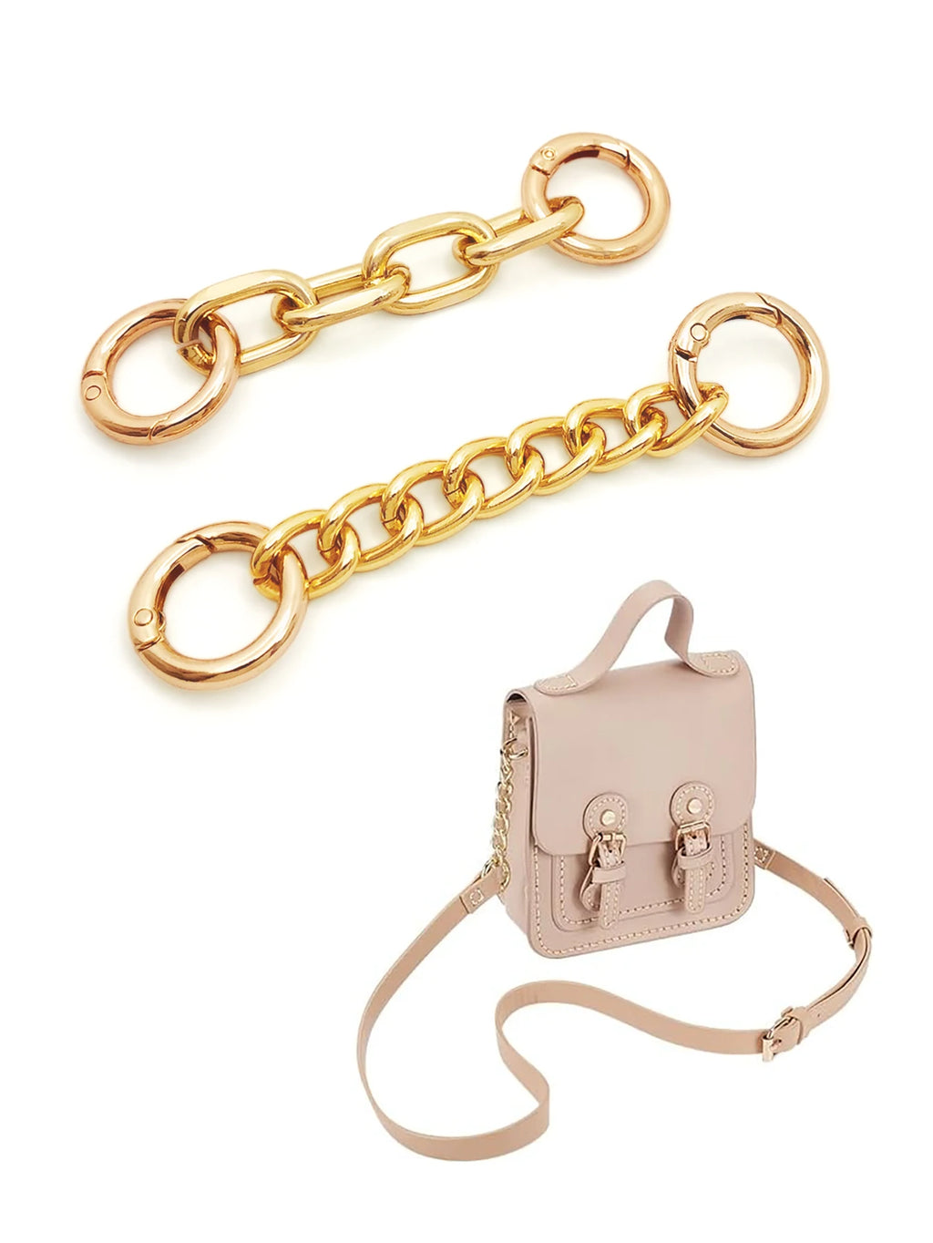 Bag Strap Extender Chains Metal Purse Chain 2 Styles Shoulder Bag Strap Extender Chains with Spring Gate Rings for Bag Straps