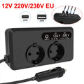 Car Inverter 200W DC 12V to AC 220V 230V Car Inverter Converter Auto Power Adapter USB Type C EU Universal Socket Power Adapter