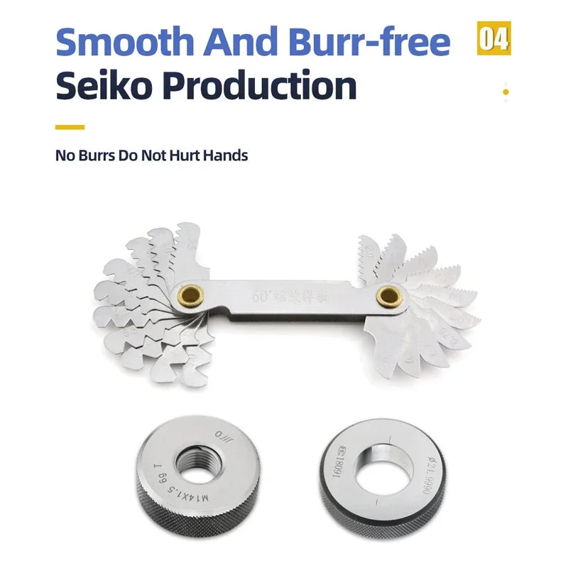55/60 Degree Thread Plug Gauge Metric Imperial Gear Tooth Screw Pitch Gauge Carbon Steel Measuring Tool Tap Thread Measurement