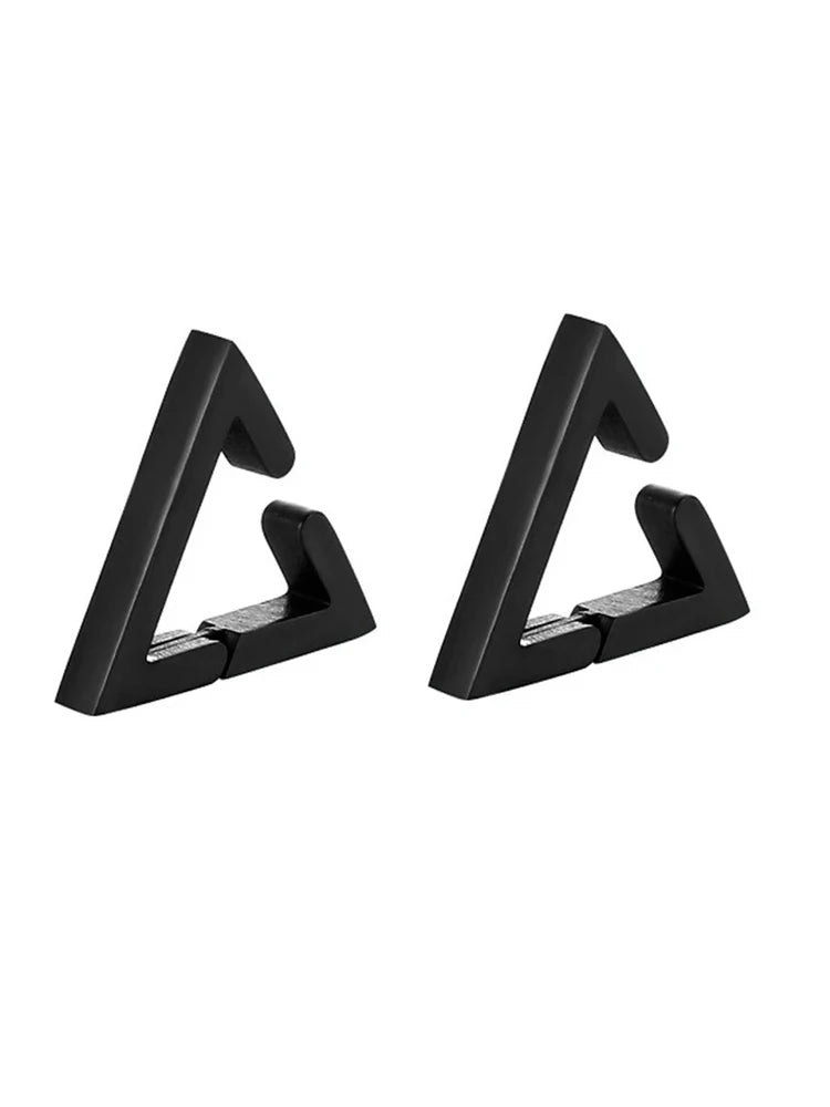 2PC Punk Stainless Steel Non-Piercing Triangle Earring Clip False Triangle Ear Hoops Hip Hop Ear Accessories for Men and Women