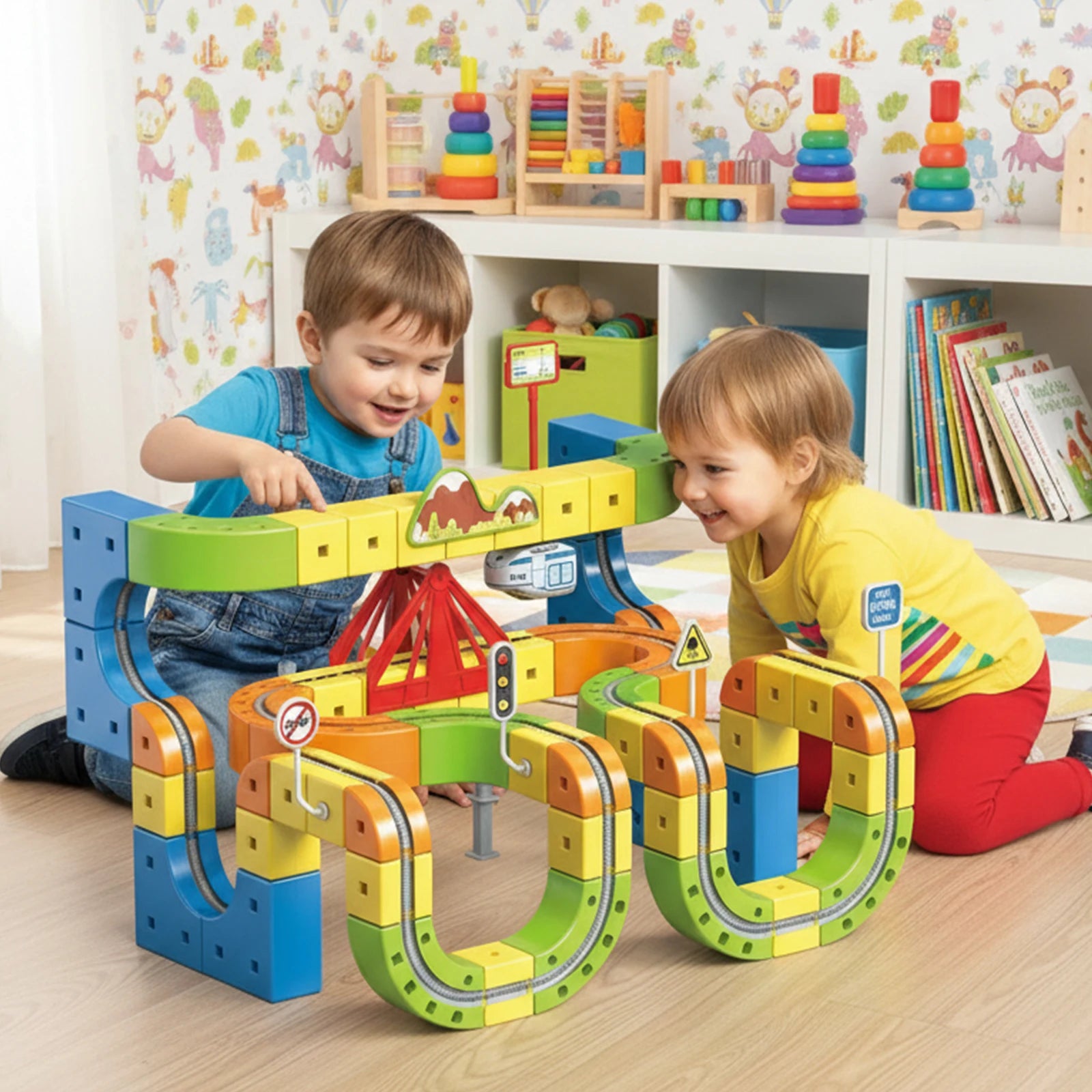 133PCS Magical Track Train Car Children Educational Electric Magnetic Levitation Train Track Cube DIY Building Toy Birthday Gift