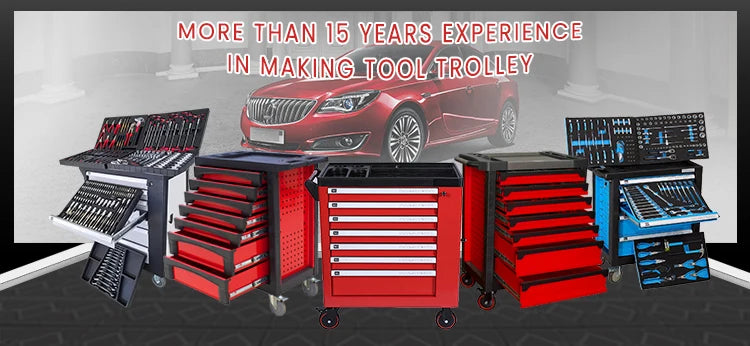 RTTOOL 266pcs Professional Vehicle Tools All Kinds With Tool Cabinet Workshop Trolley Cabinet Tool Chest Sets Competitive Price