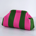 Elegant Woven Crochet Purses Large Capacity Striped Pattern Beach Clutch Handbags Woven Texture Colorblock Design