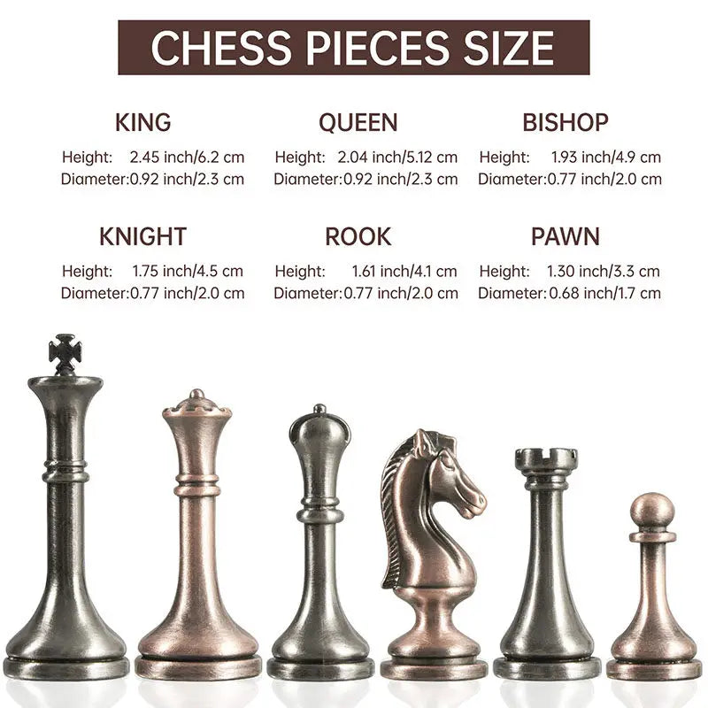 High-end chessboard 30.5cm/12inch international chess set with metal pieces includes 2 additional queens. various holiday gifts.