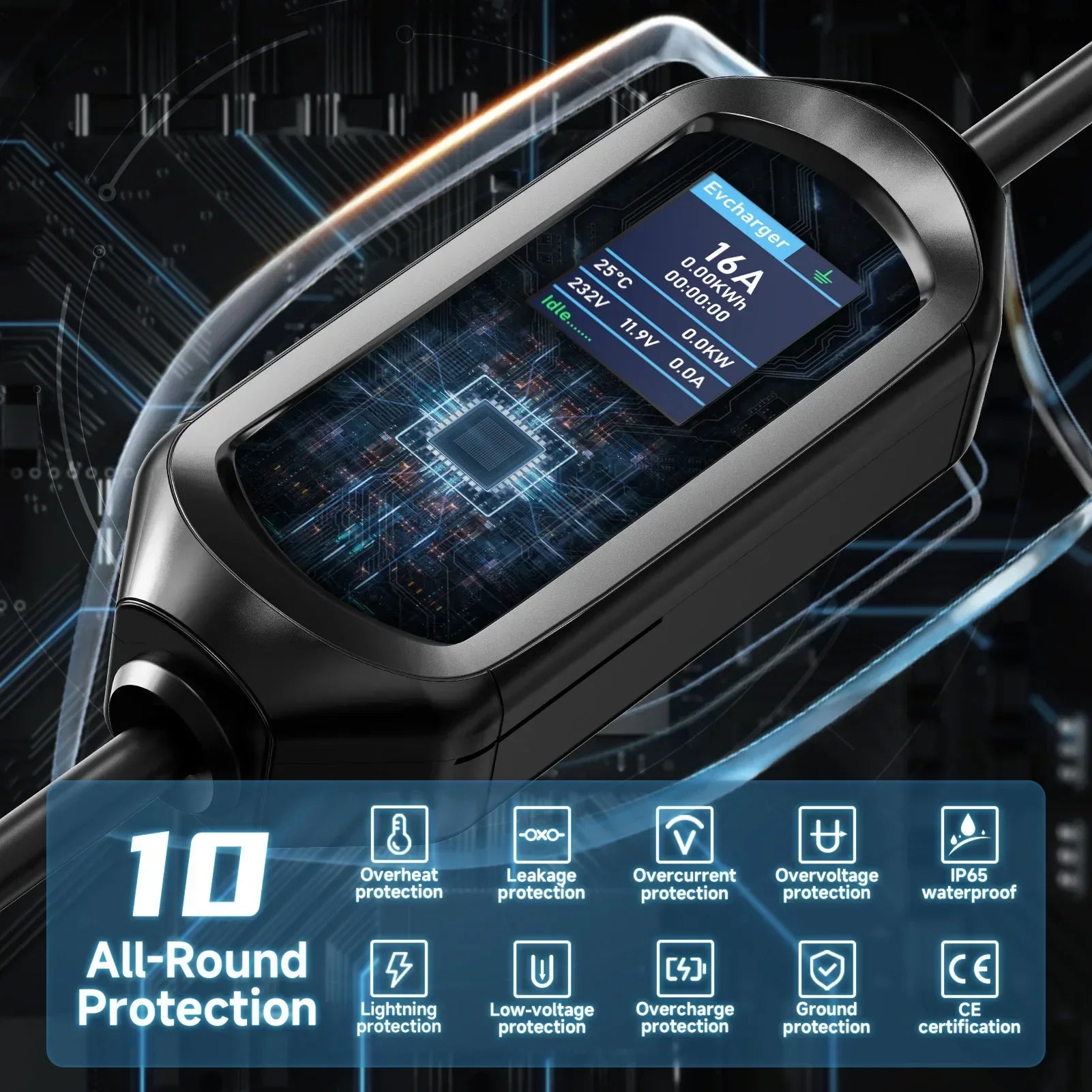 AFEEV 3.6KW Portable EV Charger 16A IEC62196-2 Type 2 Charger Fast Charge Charger Type1 Electric Car Charger GB/T Wallbox