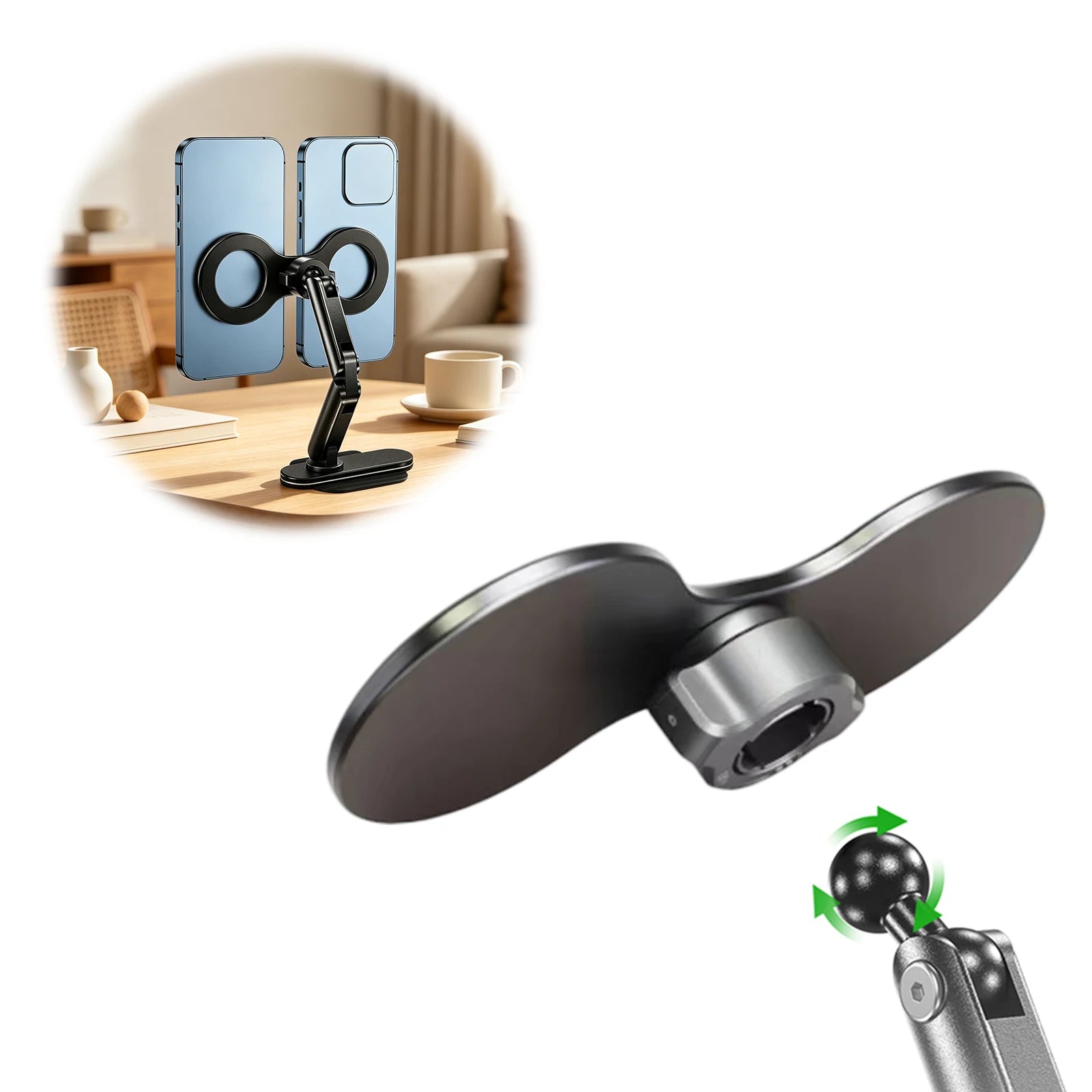 17mm Ball Head Stand Lightweight Tablet Magnetic Mount Holders Multi Purpose Adjustable Streaming Clamp for Office Desk&Home Use