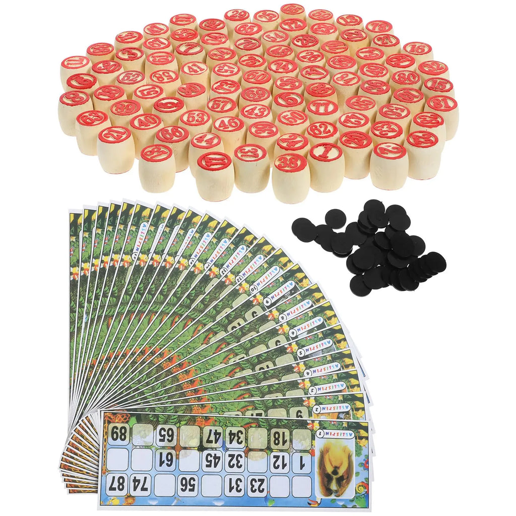 1 Set Russian Lotto Set Family Game Wood Russian Lotto Game for Adults Kids Russian Lotto Game Supplies Bingo Game Set ﻿