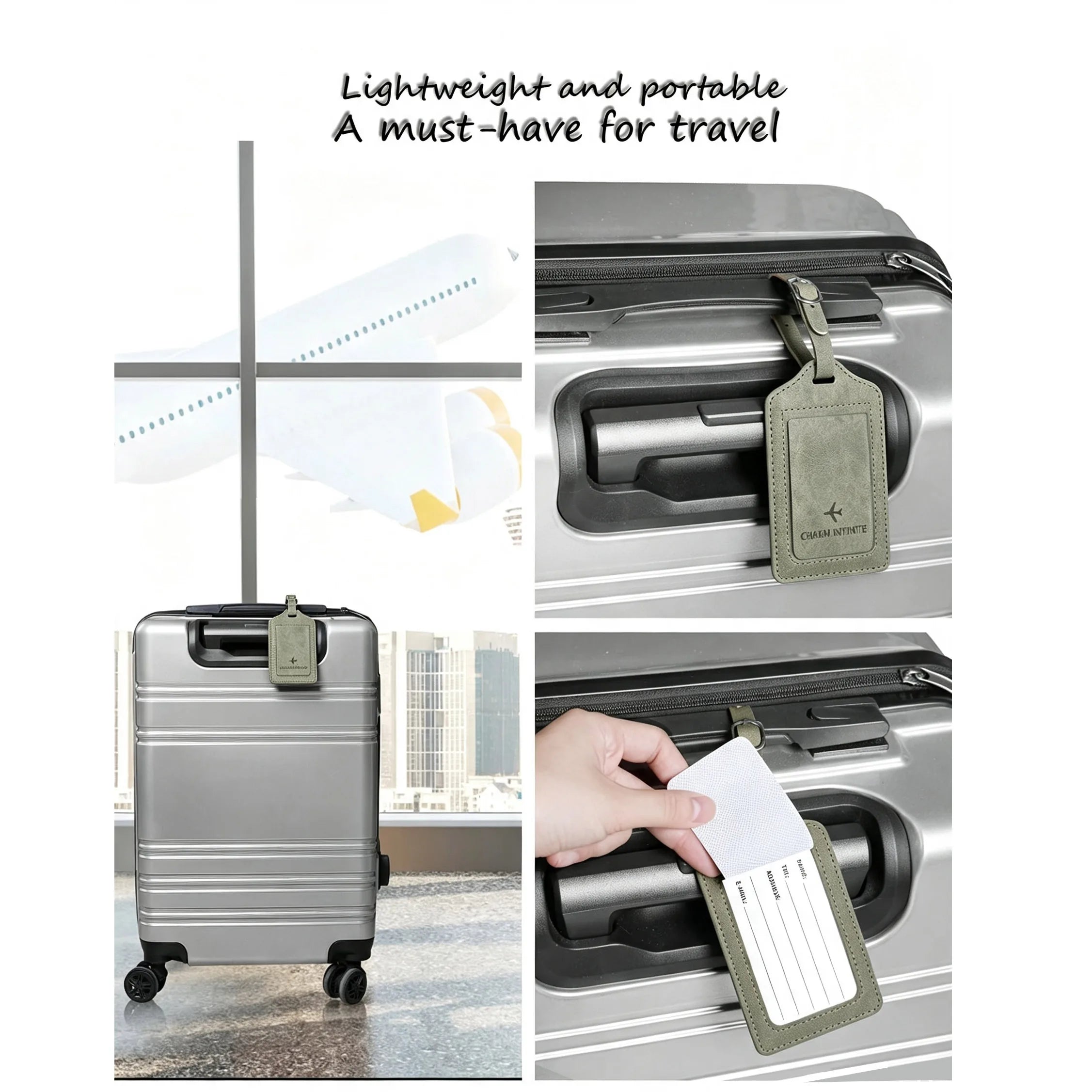PU Leather Aircraft Logo Luggage Tag, Anti Loss With Name Card, Suitable for Luggage and Travel Bags