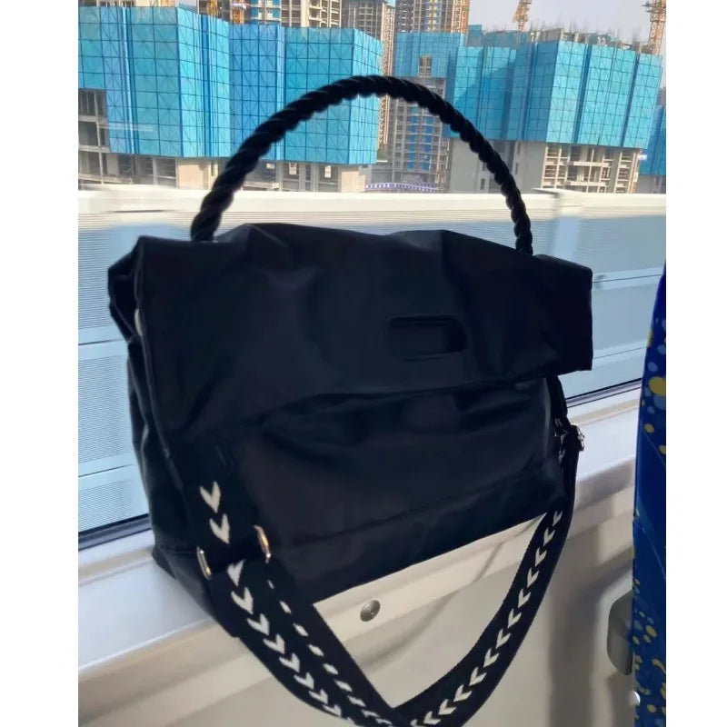 1pcs Polyester Minimalist Shoulder Crossbody Bag with Rope Handle Large Capacity Tote