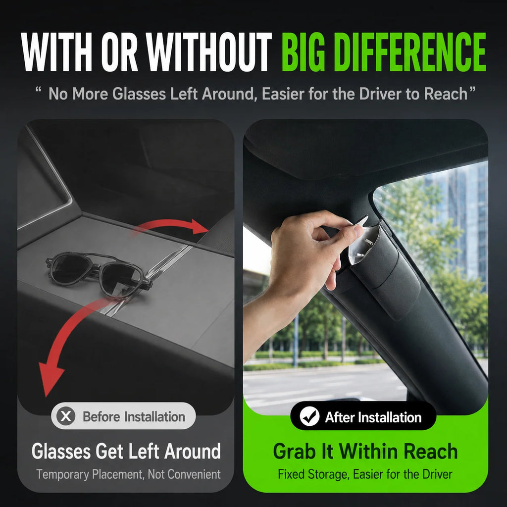 For Tesla Model YL /Y Juniper/3 Highlan2024-2026 Magnetic Sun Visor Glasses Storage Box Sunglasses Clip Car Interior Accessories