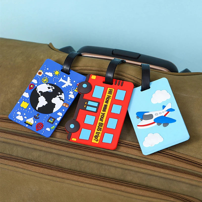 Travel Accessories Creative Baggage Boarding Tags Luggage Tag Cartoon Car Bus Aircraft Suitcase ID Addres Holder Portable Label
