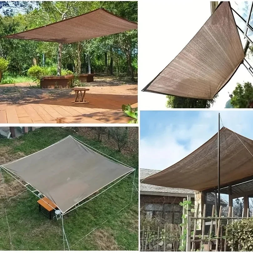 Brown UV Protection Sun Shade Canopy, Durable Outdoor Shade Net, Multiple Sizes for Pool Picnic Travel Outdoor Activities