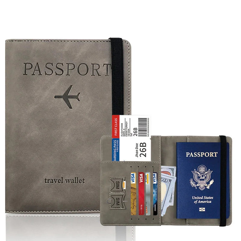 6-color Vintage PU Passport Holder with Multi Slots & Elastic Band, Multi-use Travel Wallet for Passport, Cards & Air Tickets
