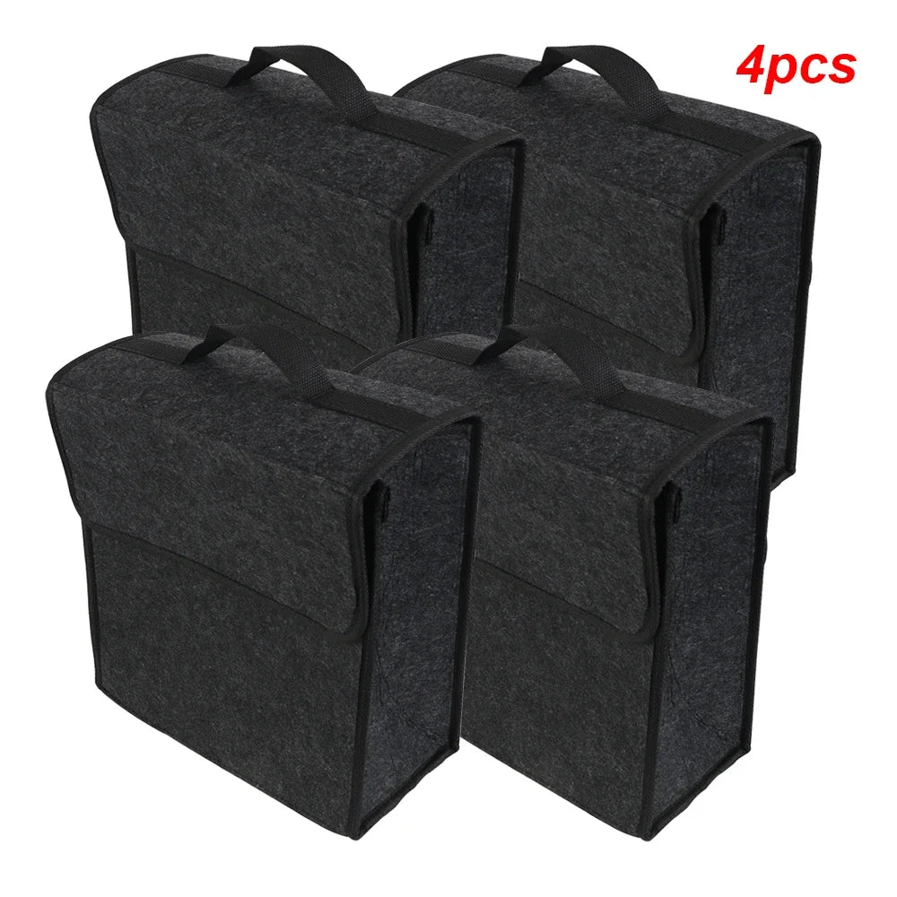 KKJOY Felt Car Trunk Organizer Folding Storage Bag for Auto Rear Seat Back Off-Road 4x4 Mounting Pouch Durable Accessories