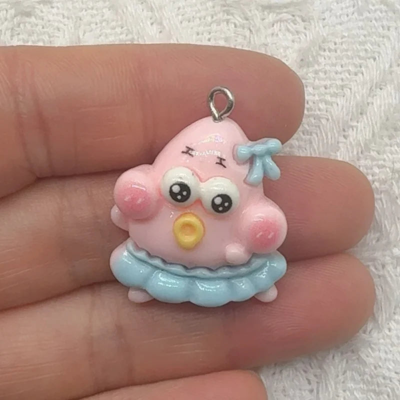 10pcs cartoon resin pendant, DIY jewelry making earrings, keychain accessories