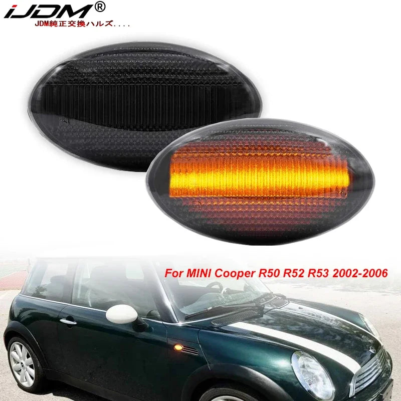 For MINI Cooper R50 R52 R53 Front Fender Side Marker Lights Assembly Dynamic Blinker Turn Signal Light 2002-2006 T10 12V