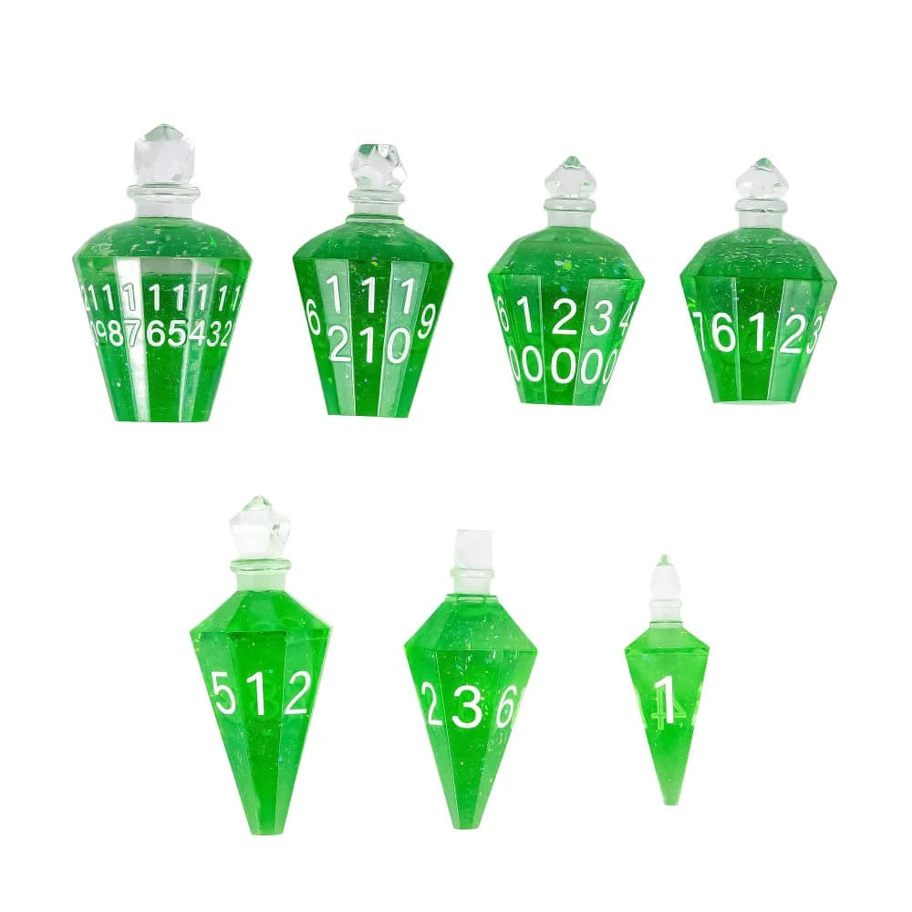 7 Potion Bottles Sharp Edges Dice DND New Style Polyhedral Dice Set Handcrafted D4-D20 for Role Playing Game Board Games TRPG
