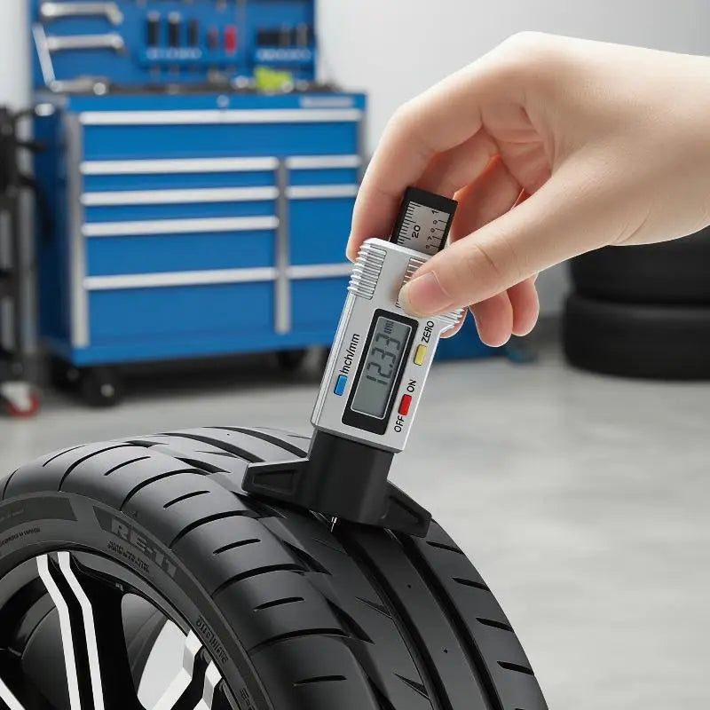 1Pcs Digital Tire Tread Depth Gauge High Accuracy LCD Inch MM Dual Unit For Car Maintenance