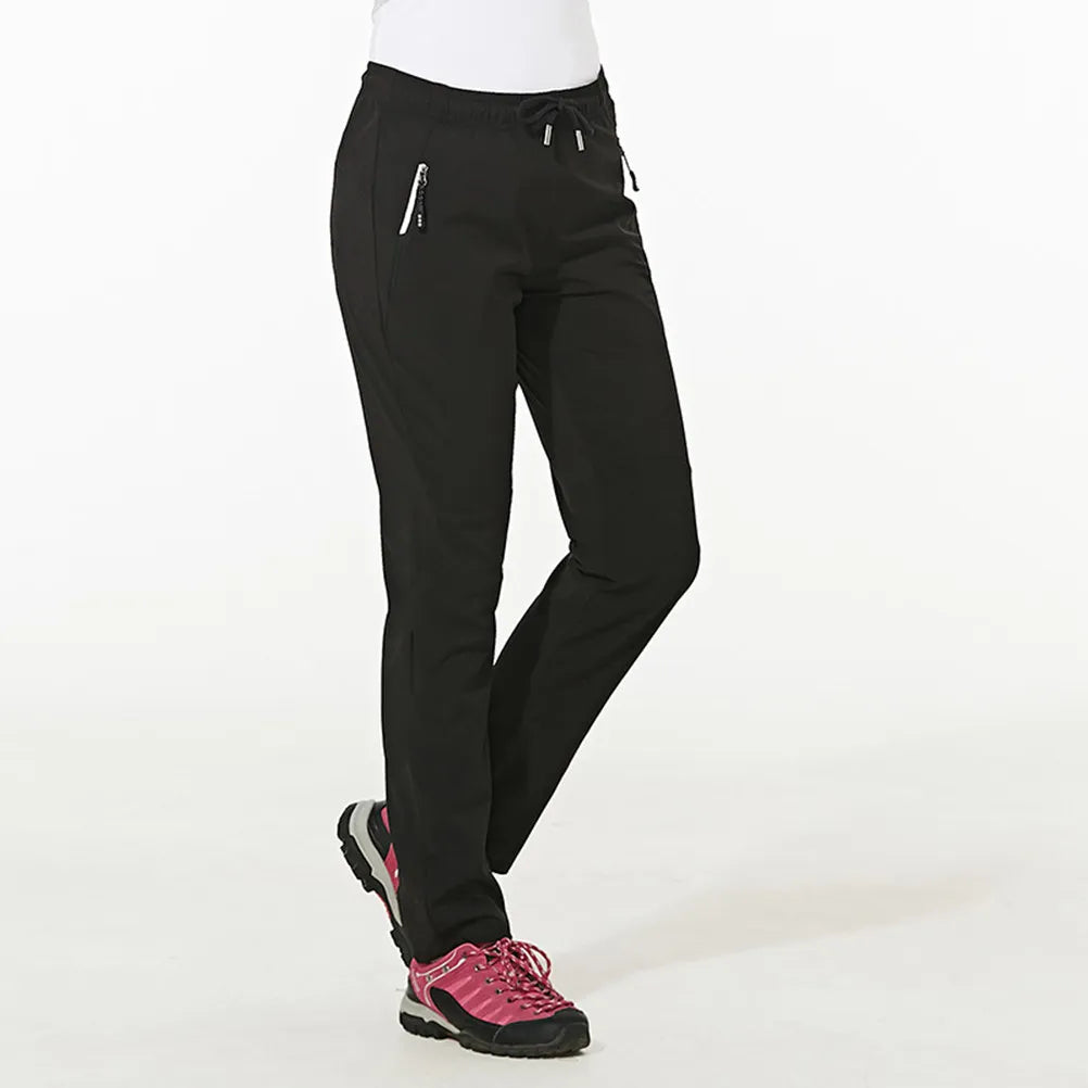 Pair Waterproof Quick-Dry Hiking Pants Lightweight Breathable Elastic Waistband Cycling Camping Travel Black Xxl for Women