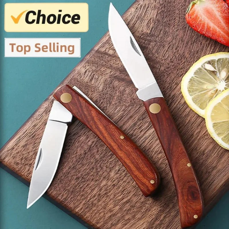 Mini Folding EDC Pocket Knife Stainless Steel Fruit Paring BBQ Hand Meat Knife Portable Cleaver Kitchen Chef Knife House Cutlery
