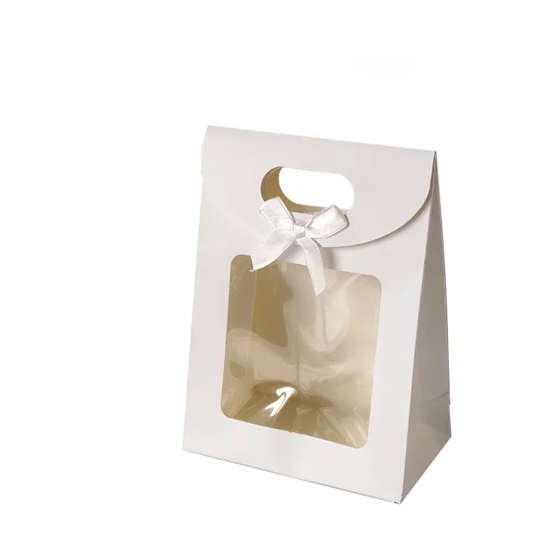 10/20pcs Transparent Window Gift Bags For Wedding Birthday Home Party White Black Packaging Box Baking Takeaway Bag