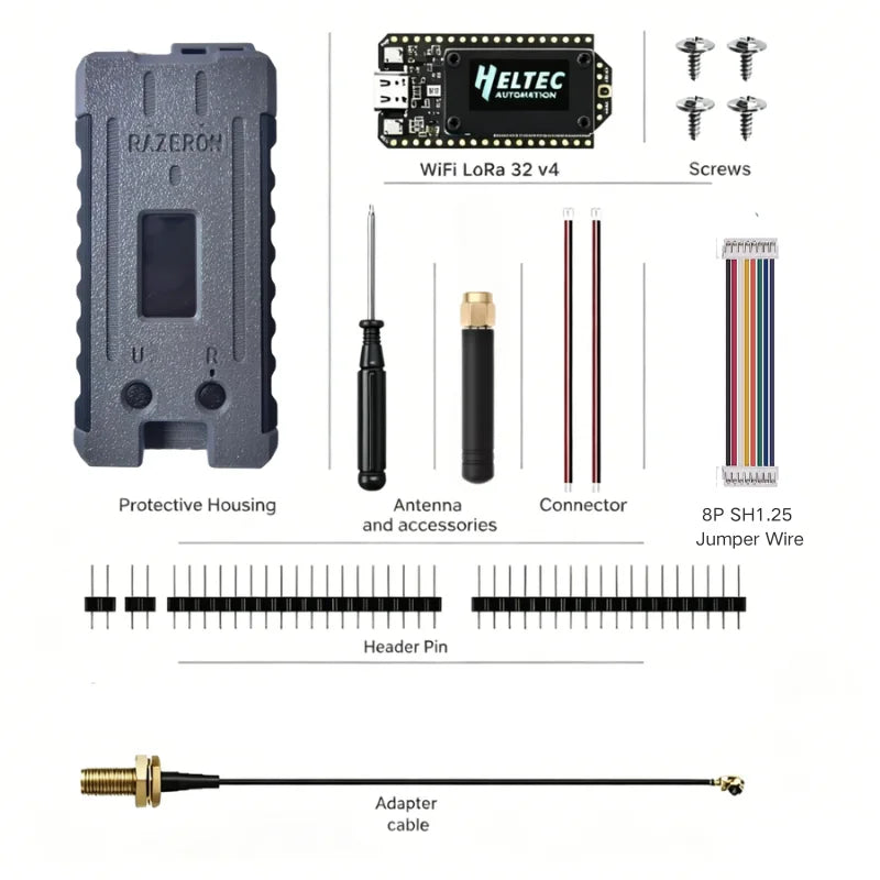 Meshtastic MeshCore Node Heltec V4 V4.3 Enclosure Case LoRa 28dBm WiFi BLE GPS IoT Kit