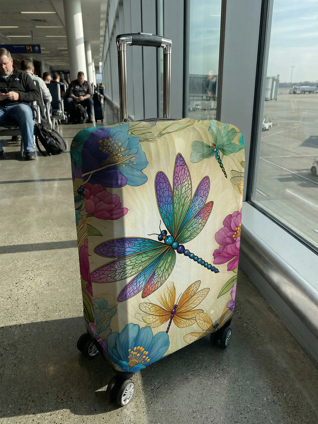 Dragonfly Flower Luggage Protection Cover, suitable for 18-32 inch luggage covers, luggage handle gloves, travel accessories
