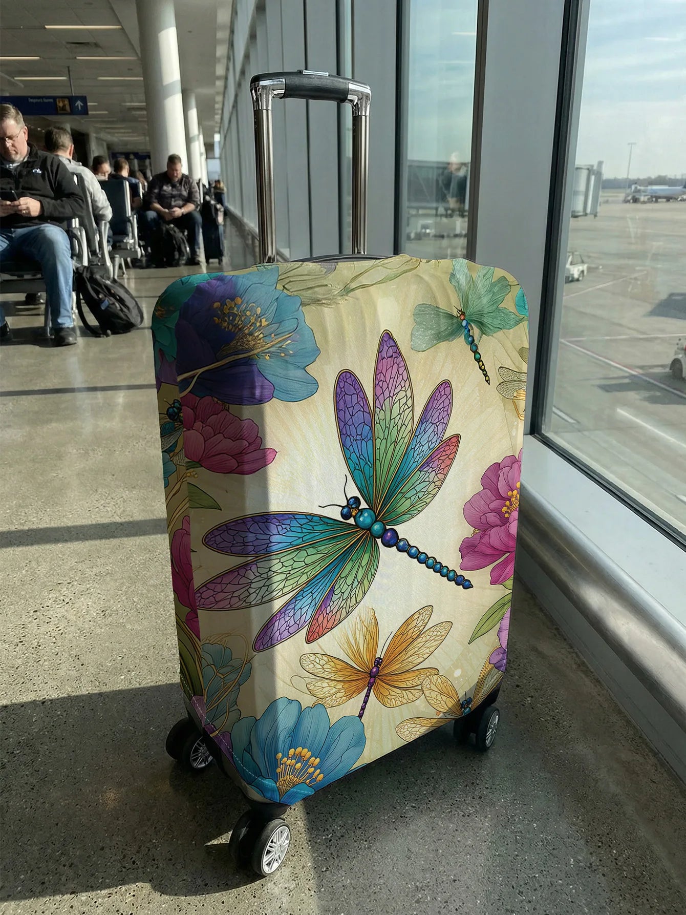 Dragonfly Flower Luggage Protection Cover, suitable for 18-32 inch luggage covers, luggage handle gloves, travel accessories