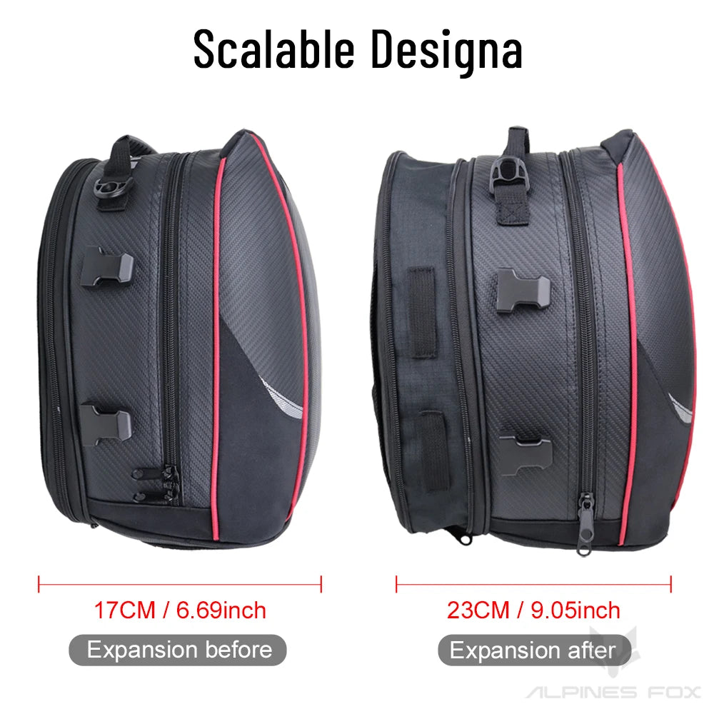 Motorcycle Tail Bag Black Motorbike Waterproof Tail Travel Rider Luggage Rear Back Seat Bag Large Capacity Saddle Bag