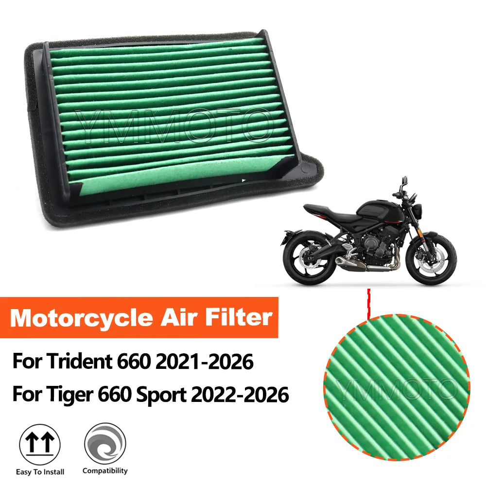 Motocycle Air Filter Cleaner Drive Element Intake Cleaner For Trident660 Trident 660 Tiger Sport 660 2021-2026