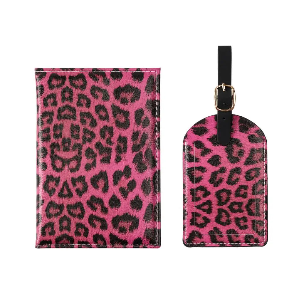 Leopard Print PU Leather Passport Cover Holder  Travel Accessories Set Slim Wallet Ultra-thin Cardholder Pouch ID Card Slot