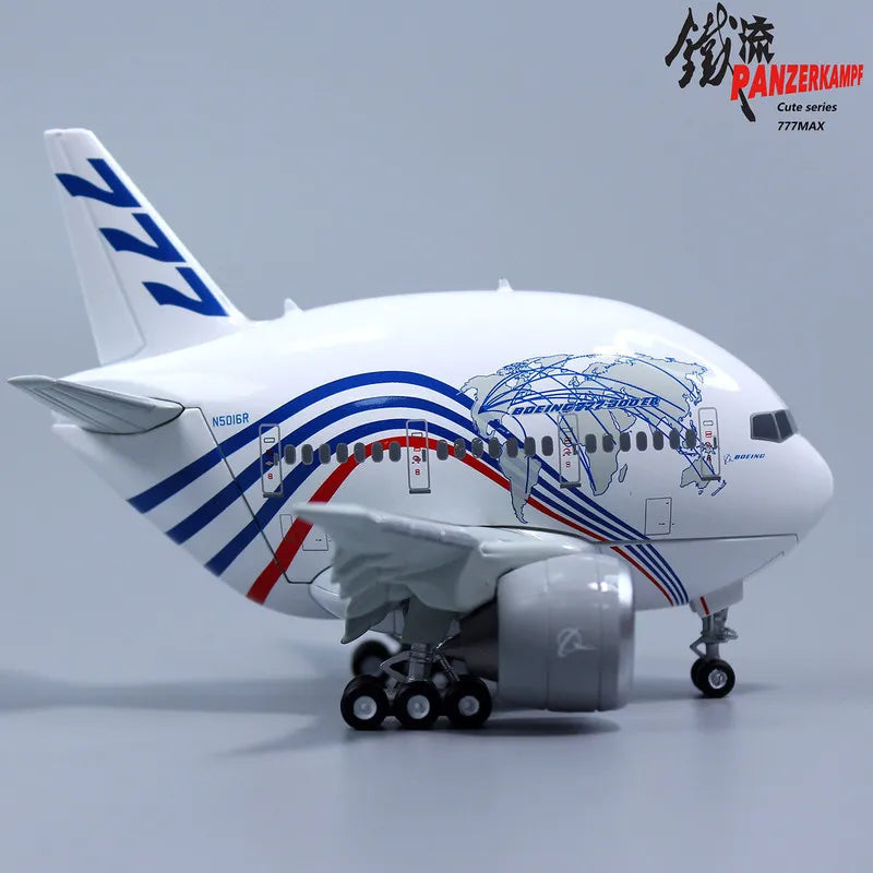 Panzerkampf Cute Series Boeing 777 MAX Q Die-casting Aircraft Model Landing Gear Collection Toys
