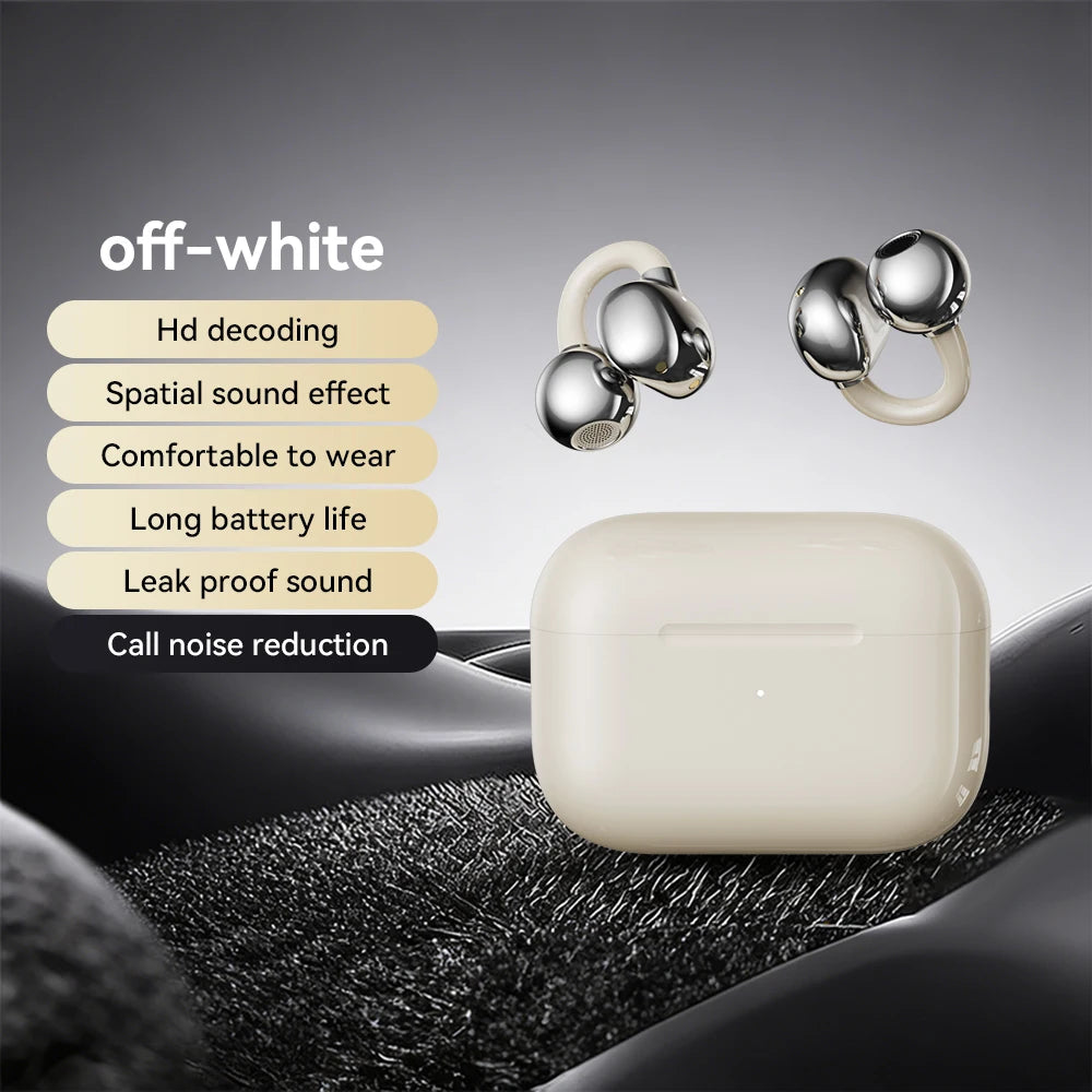 Electroplated Ear Clip True Wireless Bluetooth Headsets Portable  Sports Run Long Battery Life HD Call Noise Reduction Earplugs