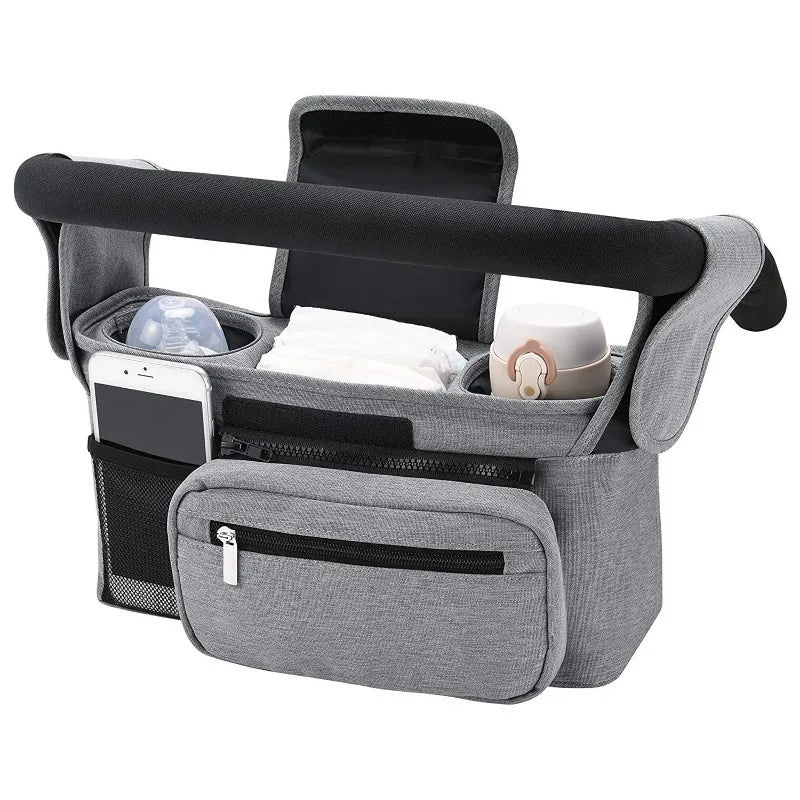 Baby Stroller Carry Bag Large Capacity Mummy Storage Bag Phone Bottle Holder Pram Diaper Bags Stroller Accessories for Travel