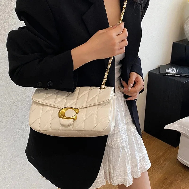 New Retro Single-Shoulder Bag - Simple Diamond-Shaped Grid Multi-Purpose Chain Bag for Women, Crossbody Bag, Small Square Bag