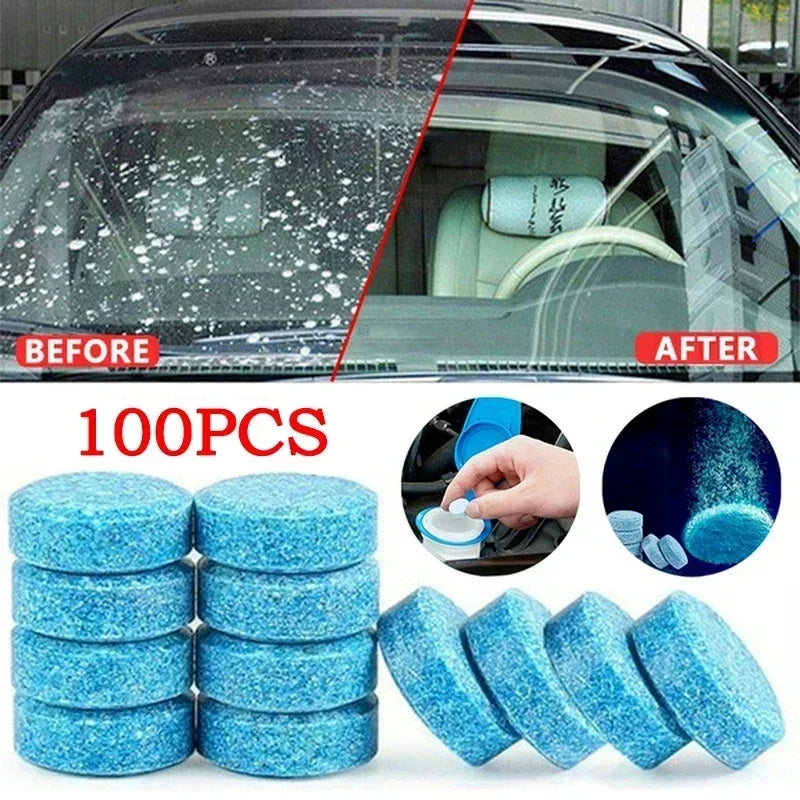 2/100Pcs Solid Cleaner Car Windscreen Cleaner Effervescent Tablet Auto Wiper Glass Solid Cleaning Concentrated Tablet