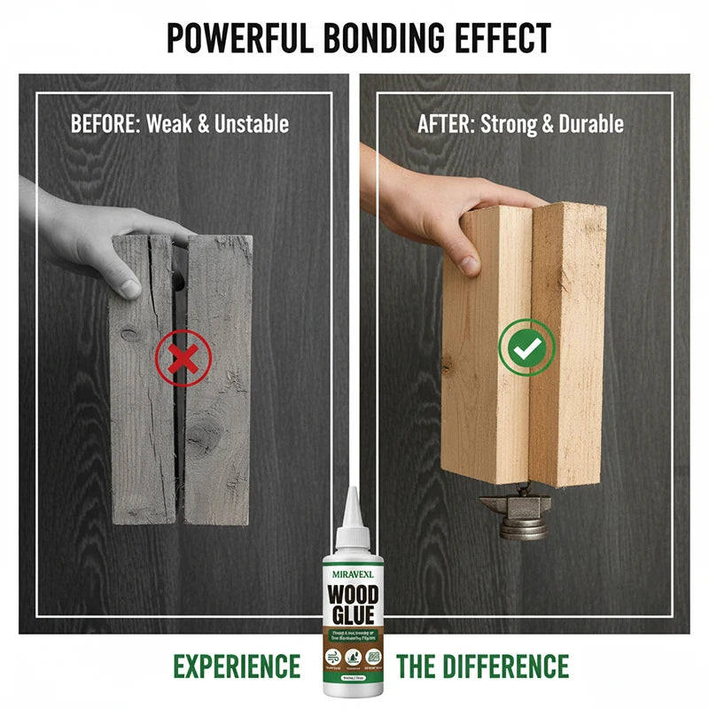 Quick Drying Wood Glue Strong Bond Adhesive for All Wood Types Carpentry and Outdoor Woodwork Maintenance 50g MIRAVEXL