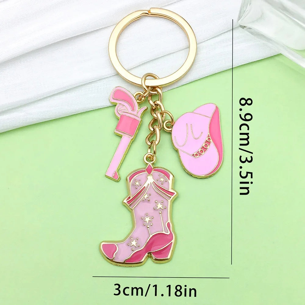 5pcs Boots Cowboy Hat Horseshoe Western Cowboy Alloy Pendant Keychain, Best Gift Choice