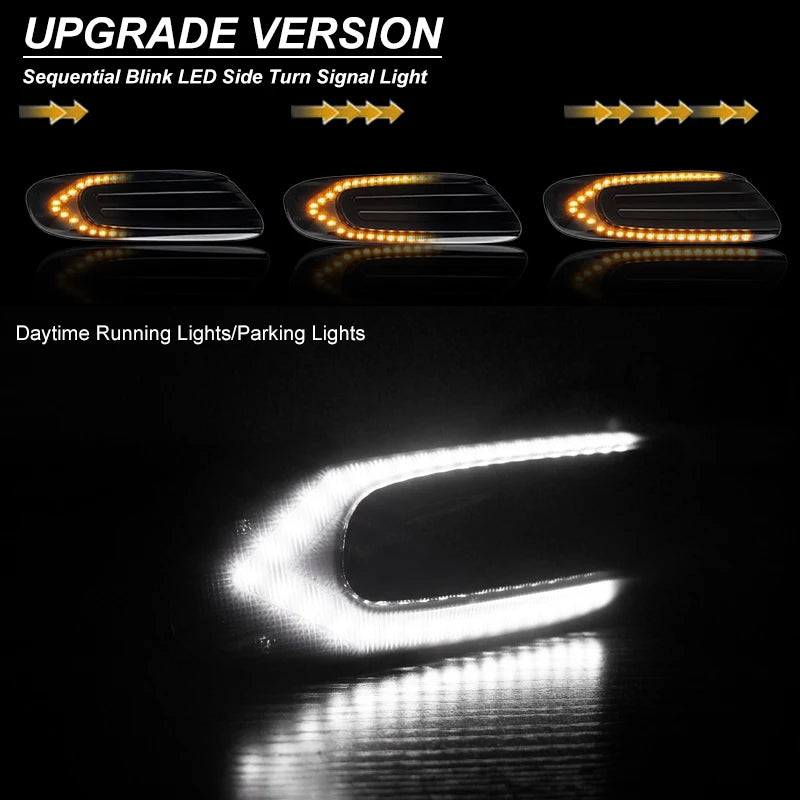 iJDM Dual-Color White/Amber Sequential Blink Fender Side Marker Light for MINI Cooper F55 F56 F57 Turn Signals/DRL/Parking Light