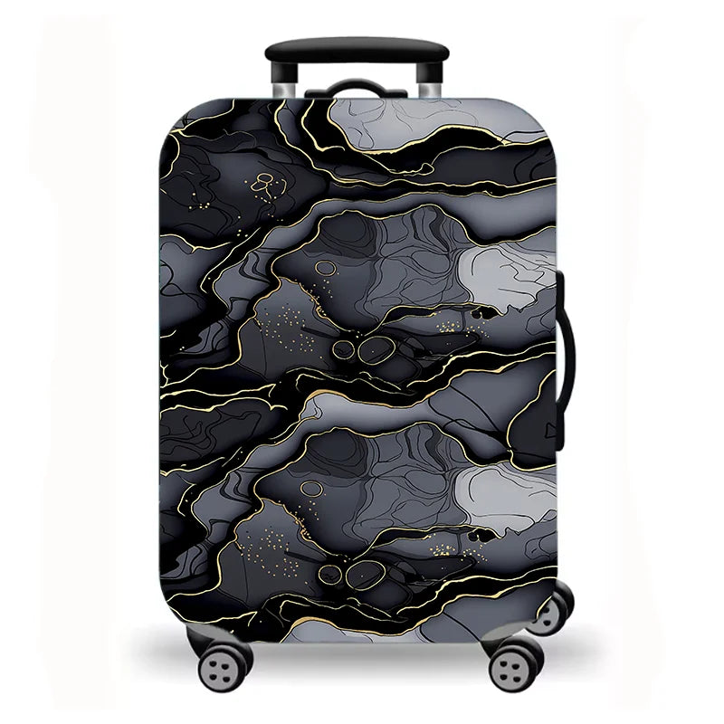 Luggage Cover,Luxury Marble Gold Vein Abstract Fluid Print Stretch Suitcase Protector,Washable Anti-Scratch Travel Baggage Cover