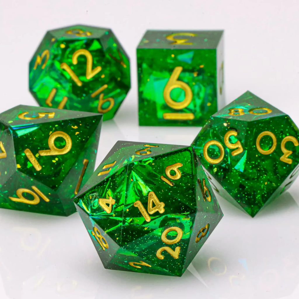 Dragon Eye Dice Set with Full Liquid Core & Sharp Edge | for D&D, Pathfinder RPG | Metallic Resin Dungeon Master Dice | for Gift