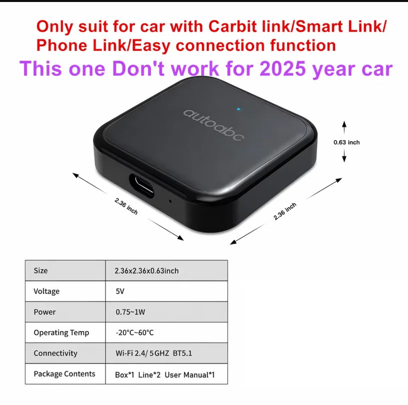 AUTOABC Carbitlink To Wireless CarPlay Android Auto For Geely Tugella Emgrand Monjaro Atlas Pro Azkarra 2022-2024