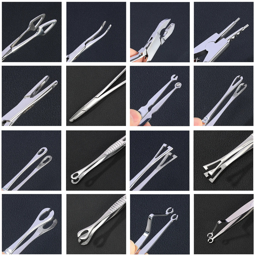 ZS 1PC Stainless Steel Piercing Clamp Slotted Locking Forcep Opening Piercing Plier Tool for Ear Lip Belly Navel Tongue Piercing