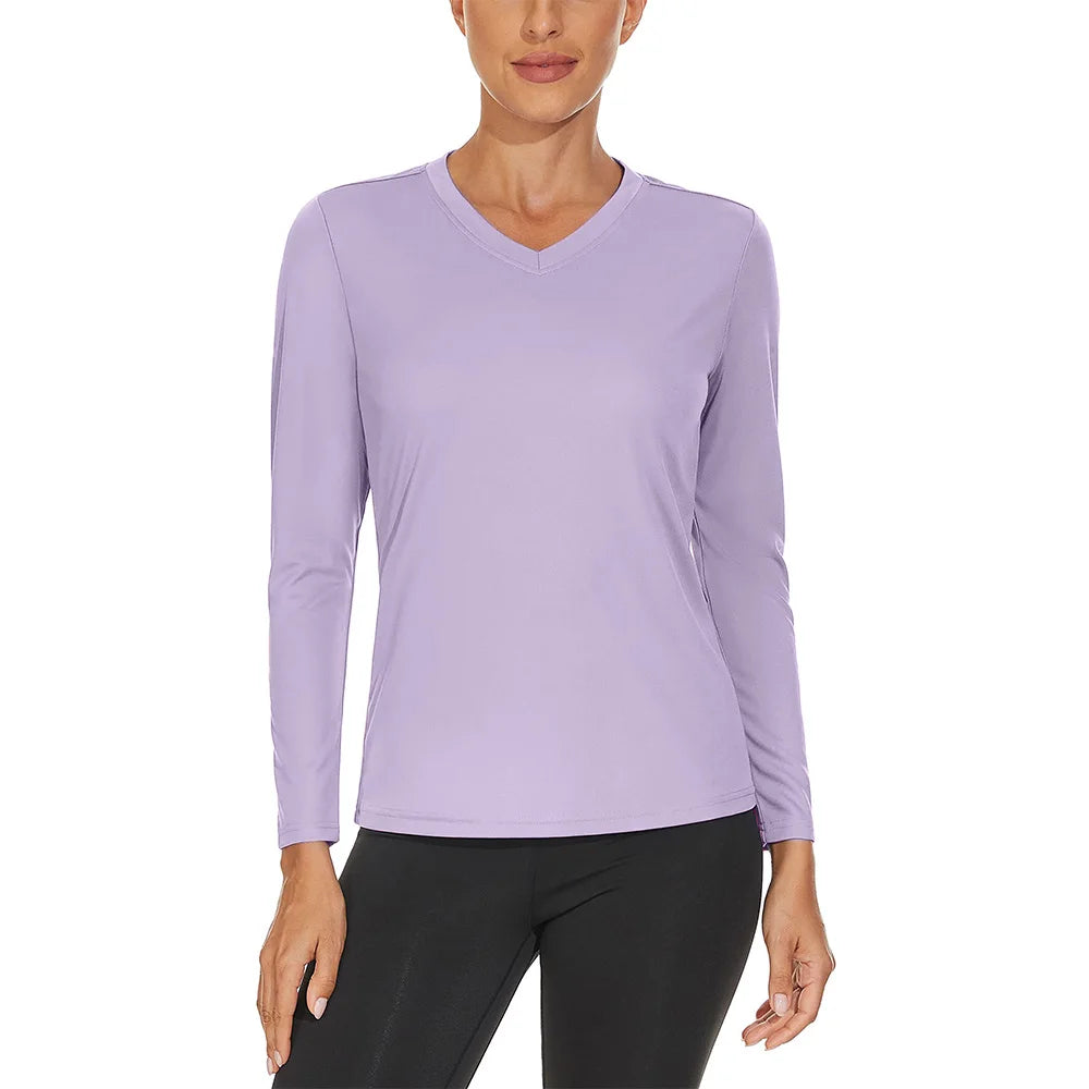 KEFITEVD UPF 50+ Women Long Sleeve T-shirts UV Sun Protection Outdoor Sport T Shirt Moisture Wicking Camping Hiking T-Shirts Tee