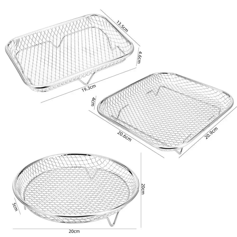 New Durable Stackable Air Fryer Rack Non-Stick Stainless Steel Airfryer Tray Grill Basket Kitchen Gadgets