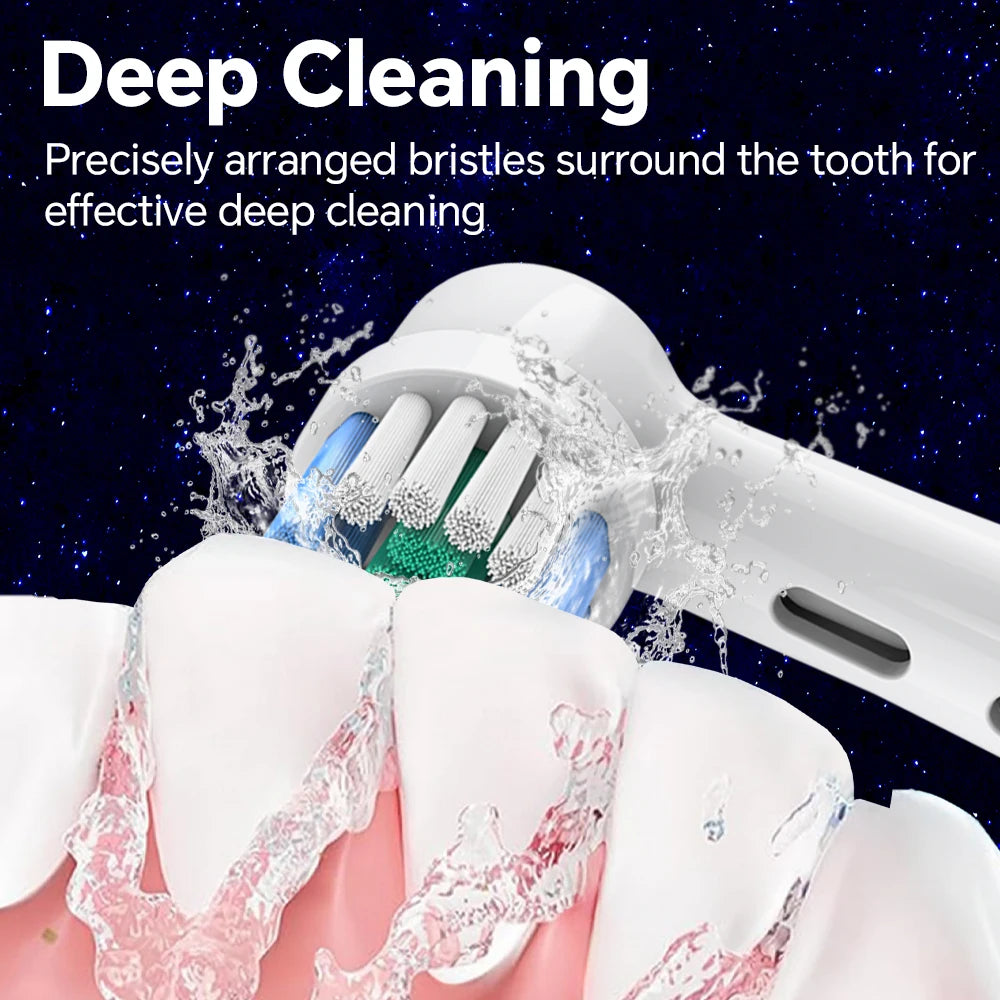 Clear Toothbrush Travel Case with 4 Replacement Brush Heads Set Compatible with Oral B iO 2/3/4/5/6/7/8/9/10 Electric Toothbrush