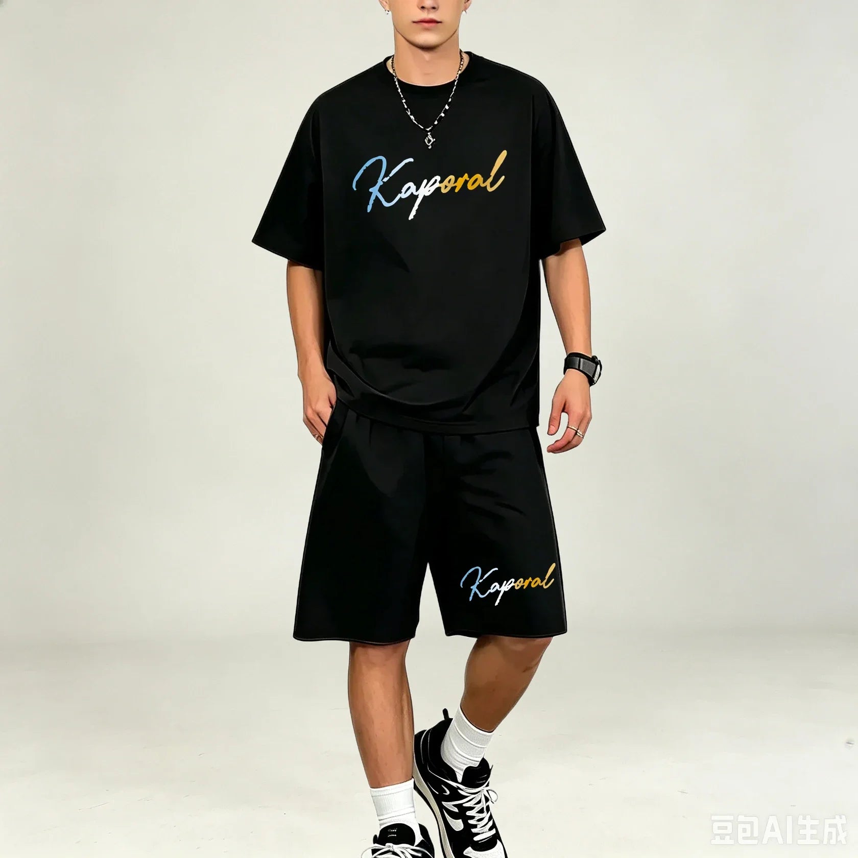 Men T‑Shirts Sets Loose‑Cut 2‑Piece Outfit Breathable Sweat‑proof T‑Shirts Sets Hot‑selling Casual Sport Suit For Men Daily Wear