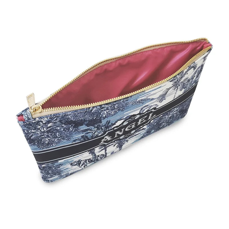 Graceful Customizable Name Women's Canvas Clutch Makeup Bag Purse Party Weekend Vacation Travel Cosmetic Bag Mobile Pouch Wallet